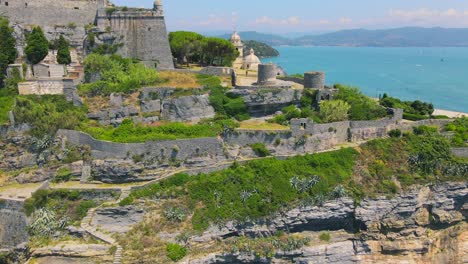 aerial 4k footage of the coast of portovenere, cinque terre in italy