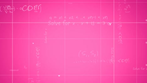 Animation-of-mathematical-equations-over-pink-background