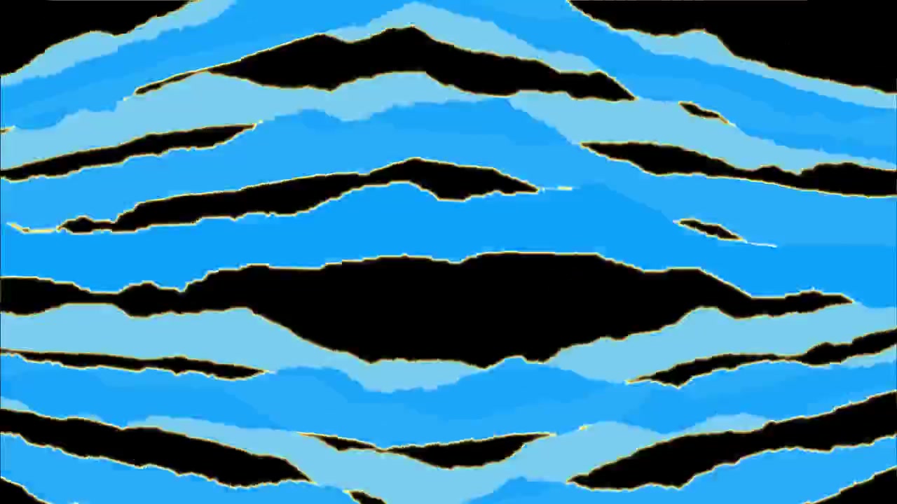 Fast Psychedelic Blue Organic Wave Stripes on Black Background in Seamless 3D Animation Loop