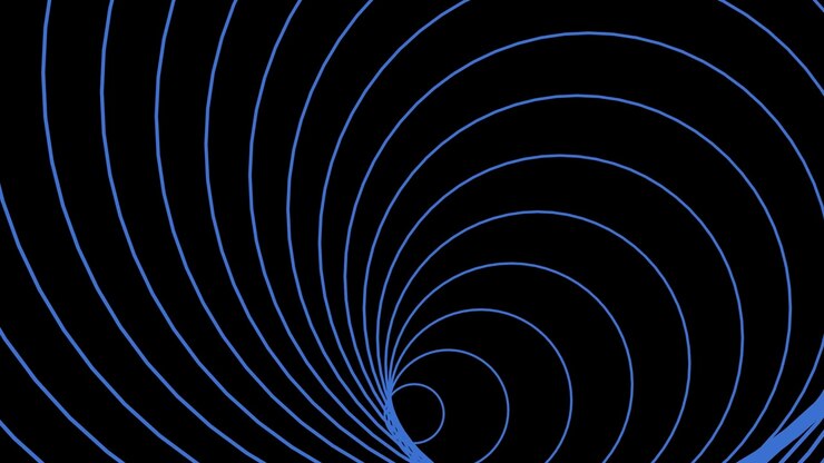 Cerchi concentrici blu dinamici che ruotano in un loop continuo