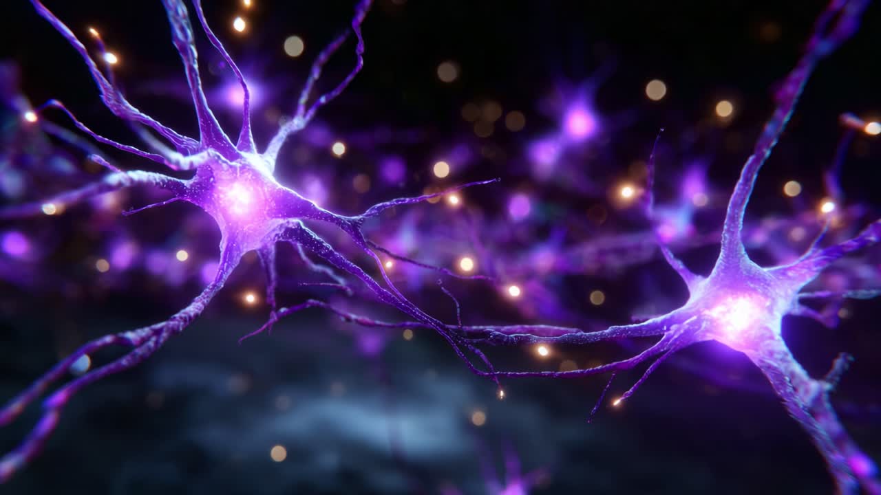 An intricate view of glowing neurons illustrates the vibrant and complex connections within the neural network, highlighting their dynamic and active role in communication