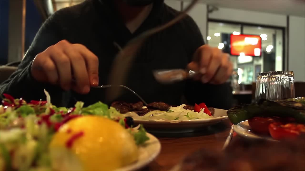 Man Eating Dinner On The Restaurant 1
