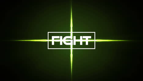 animación del texto de la pelea sobre luces verdes sobre fondo negro