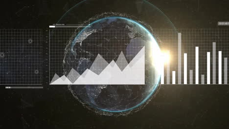 Animation-of-statistics-and-data-processing-over-globe