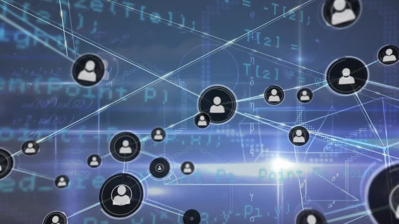 데이터 처리에 대한 아이콘으로 연결 네트워크의 애니메이션