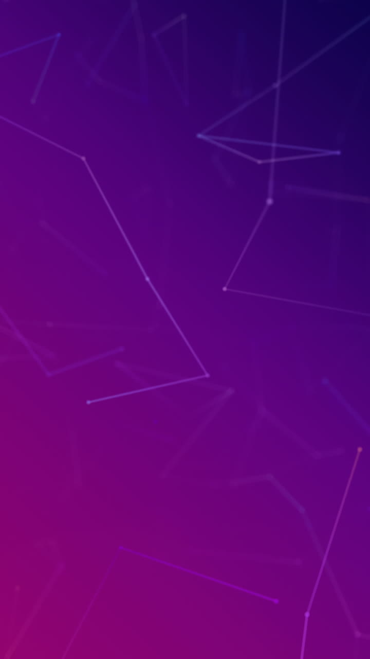 animación digital de una red de conexiones flotando contra un fondo de gradiente púrpura