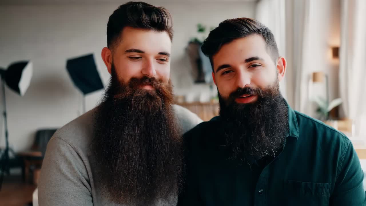 dos hombres con barbas largas en un café