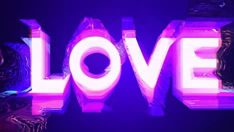 love word showcasing various visual effects, including glitching and vibrant color variations