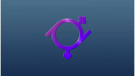 animación de un símbolo intersexual en movimiento sobre un fondo azul