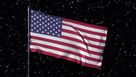 united states flag waving in open space. usa space discovery concept 3d video