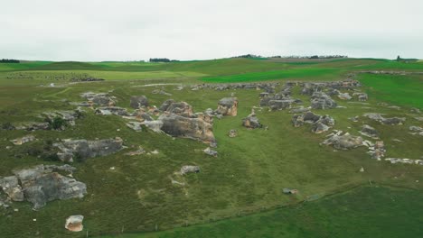 Elephant-rocks-formation-in-New-Zealand-on-rolling-hills-landscape