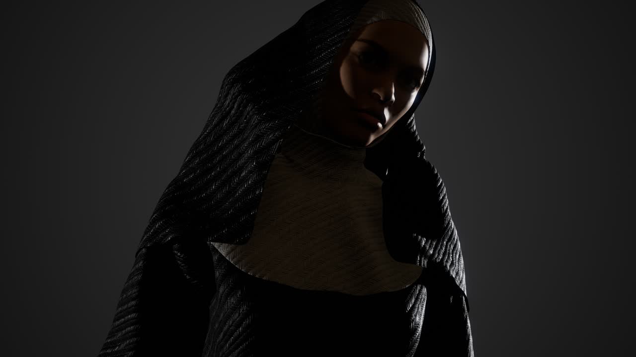 молодая монахиня в темноте