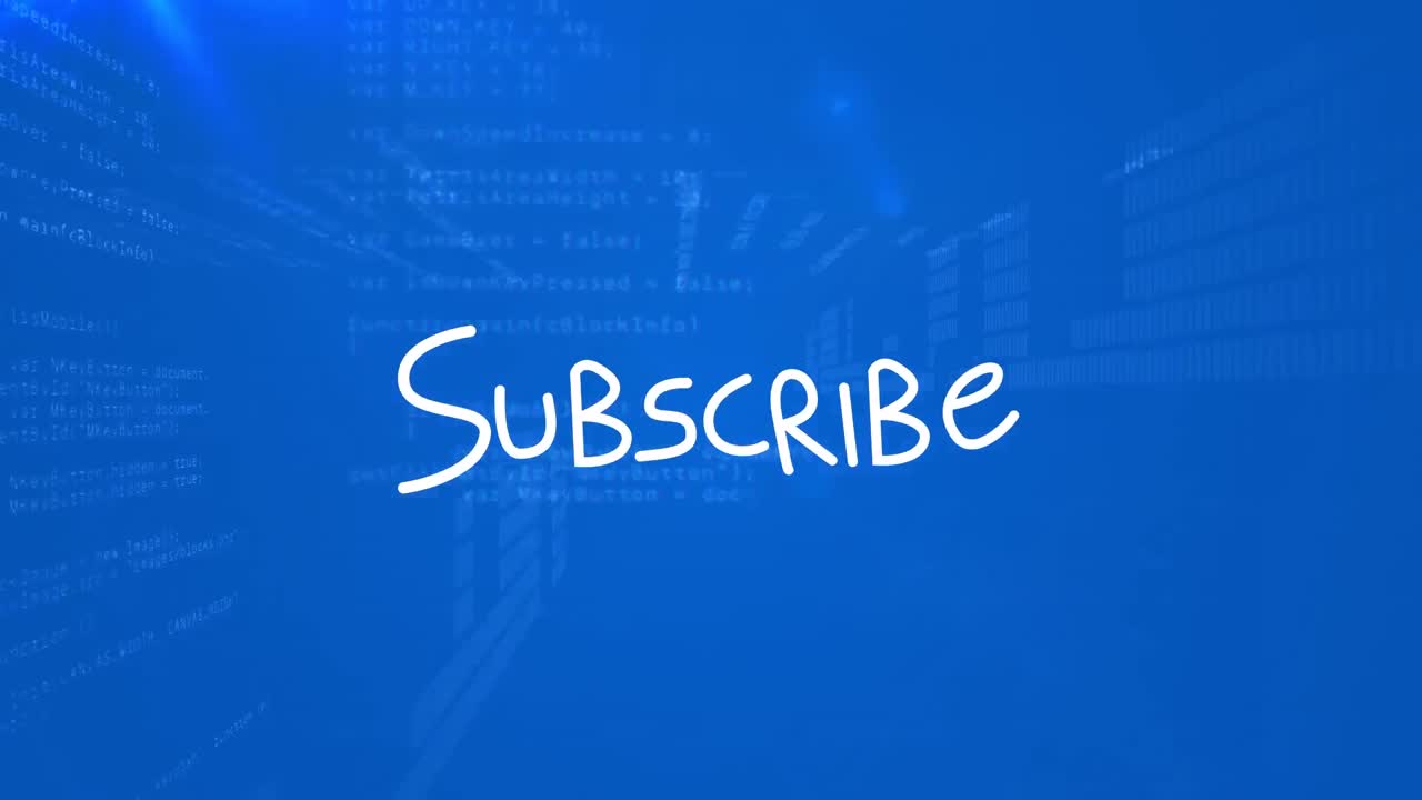 animación del texto de suscripción sobre el procesamiento de datos en fondo azul