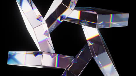 glass geometries with dispersion colors, 3d rendering.