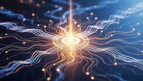 captivating visualization of energy dynamics: a journey through dynamic patterns and radiant streams of light, showcasing the interplay of physics and artistic expression