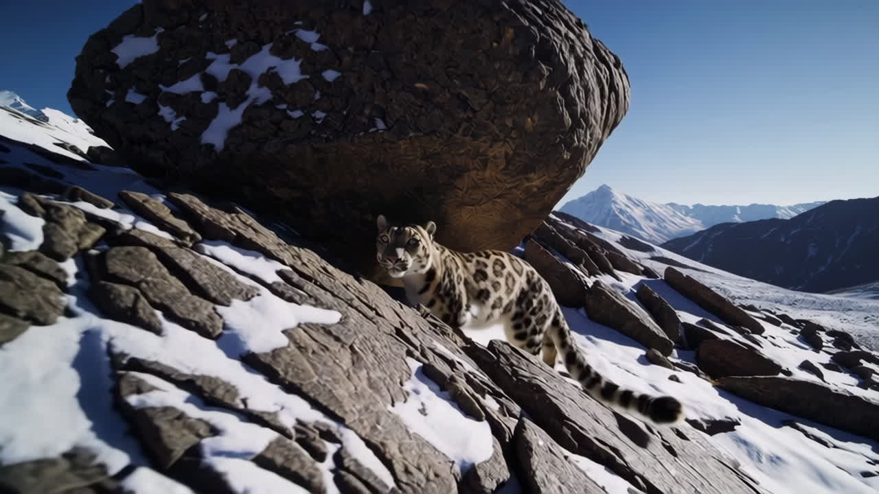 Snow Leopard on Mountain