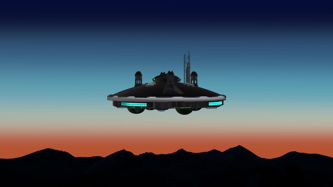 un ovni haciendo acrobacias aéreas después de la puesta del sol.