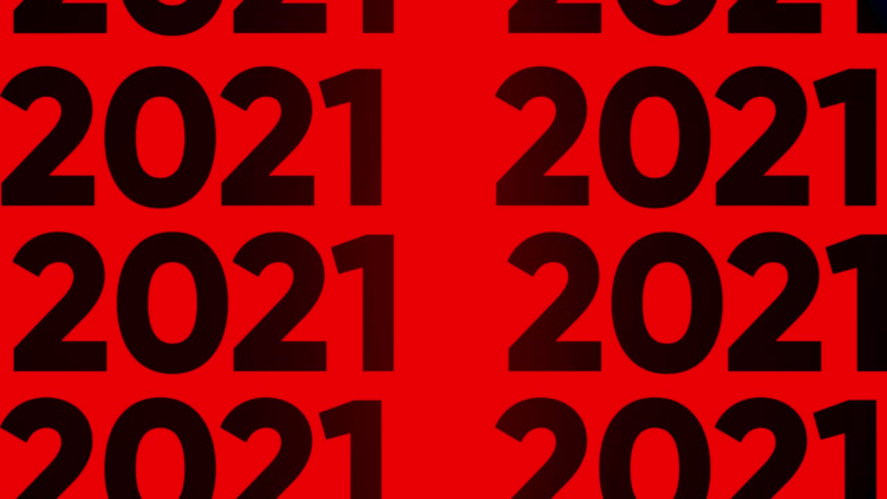 patrón 2021 sobre fondo rojo