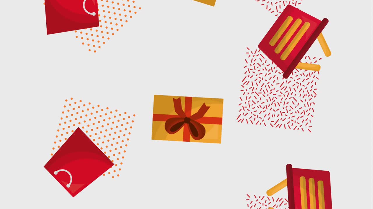 shopping basket gift bag motion shapes geometric