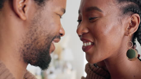 smile, love and african couple with a dance