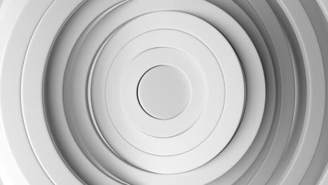 círculos blancos abstractos ondulando, patrón de círculos con el efecto de desplazamiento. animación de anillos blancos limpios.