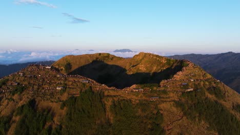 aerial view of mount batur volcano in bali at sunrise