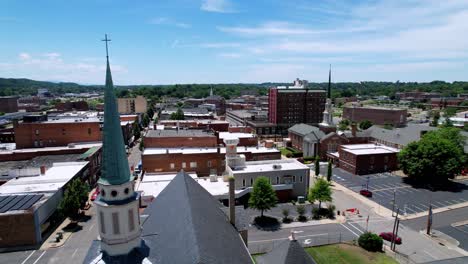 johnson city tennessee downtown aerial church flyover