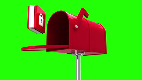 lock icon in the mailbox on green background