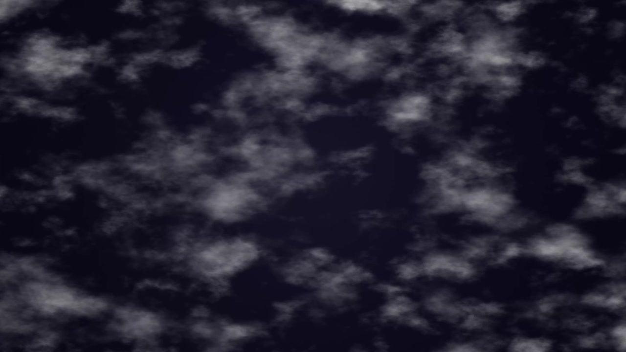 Animated dark night sky with drifting white clouds in a seamless cyberpunk loop design.