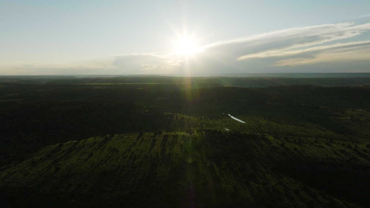 Aerial View of Scenic Valley Landscape at Sunset