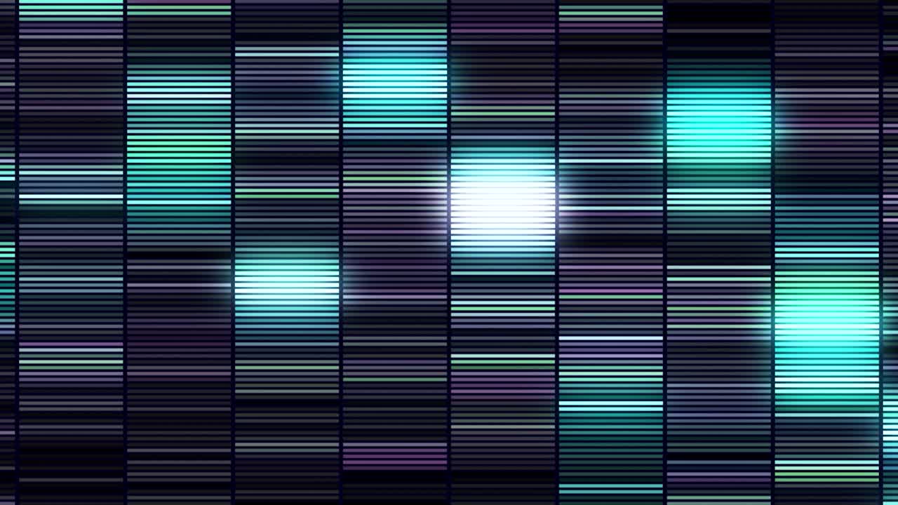 rayas horizontales intermitentes púrpuras y azules divididas en segmentos cortos del mismo tamaño. movimiento. bucle sin costuras líneas hipnóticas parpadeantes de neón