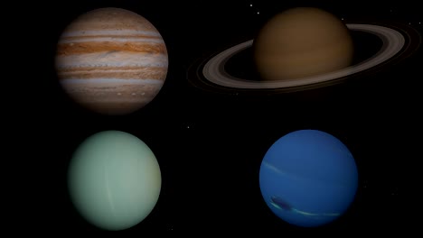 los 4 planetas gigantes de gas en el sistema solar