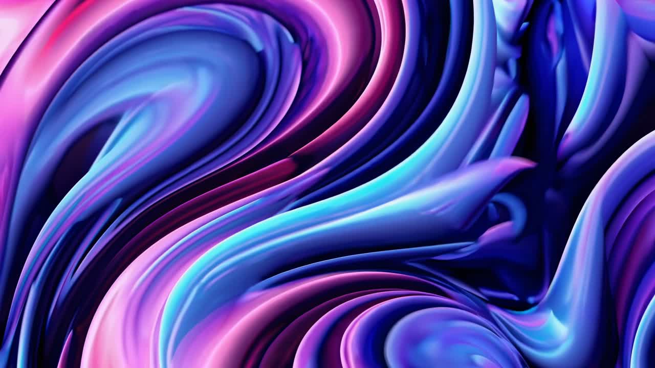 Motivi astratti e sinuosi in vivaci tonalità di rosa e viola, visti da un angolo dall'alto verso il basso