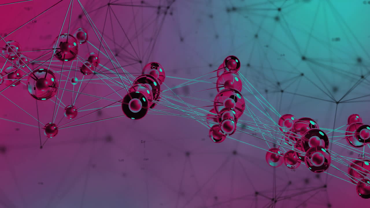 Animation of network of connections over red spots and data processing