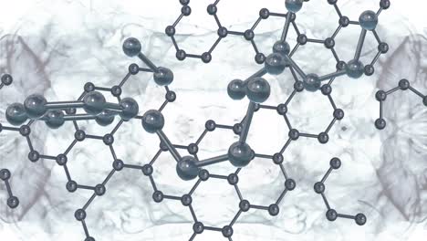 animation of 3d micro of molecules on grey background