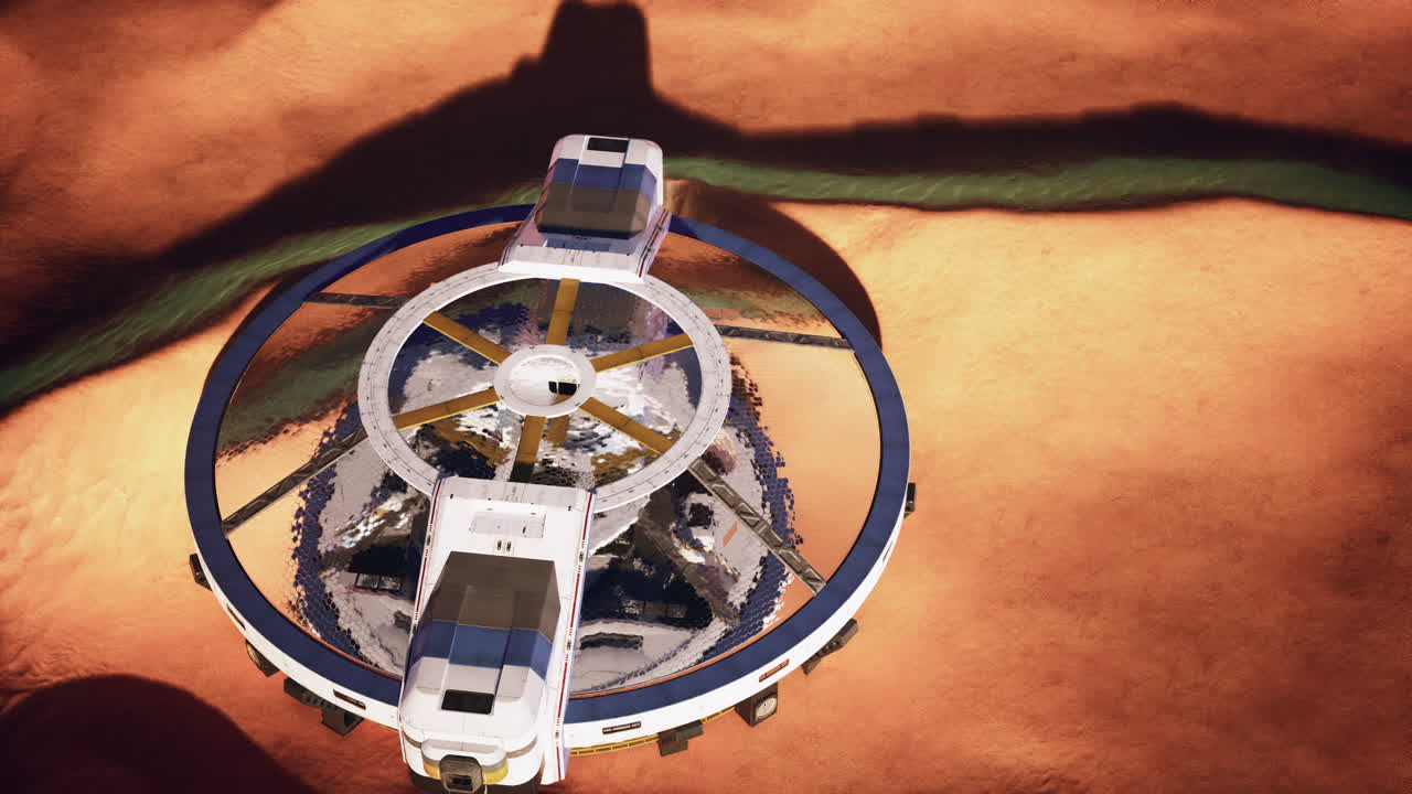 una estación espacial futurista en marte