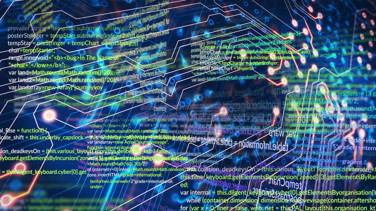 animación del procesamiento de datos sobre un fondo negro