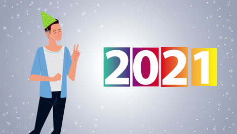 man celebrating new year 2021