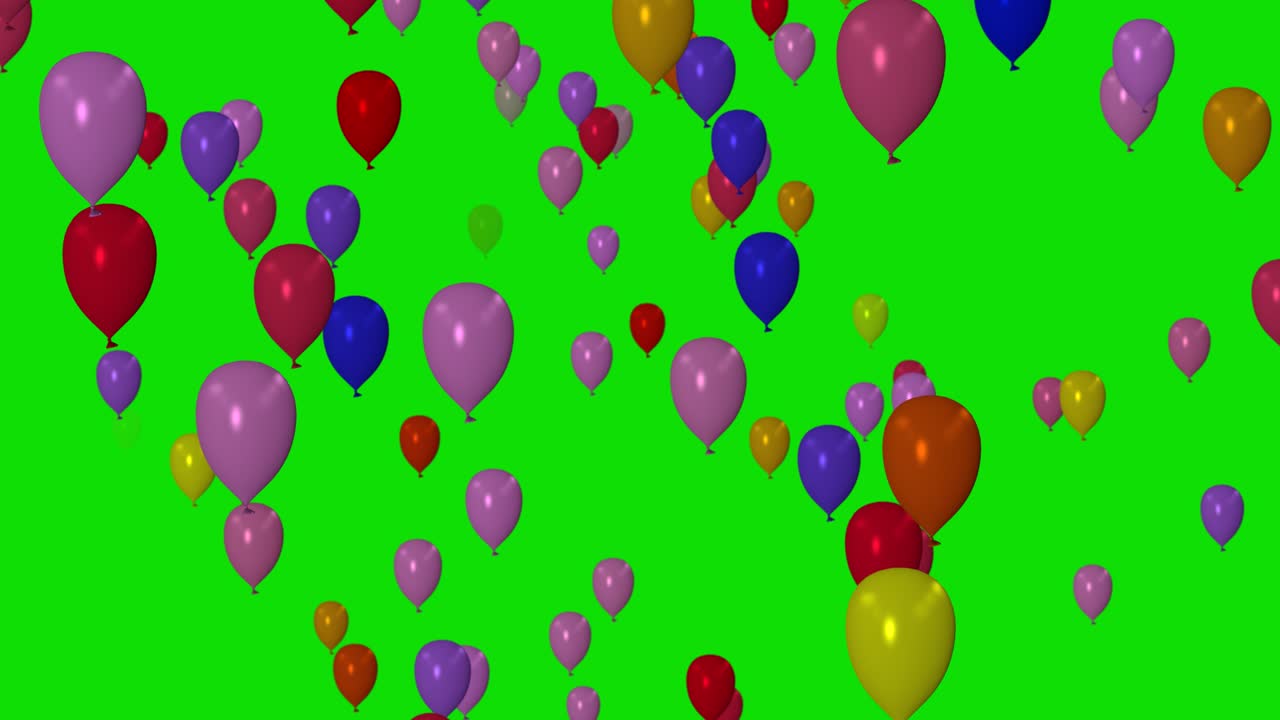 Vivaci Palloncini 3D: Animazione Colorata su Sfondo in Chroma Key