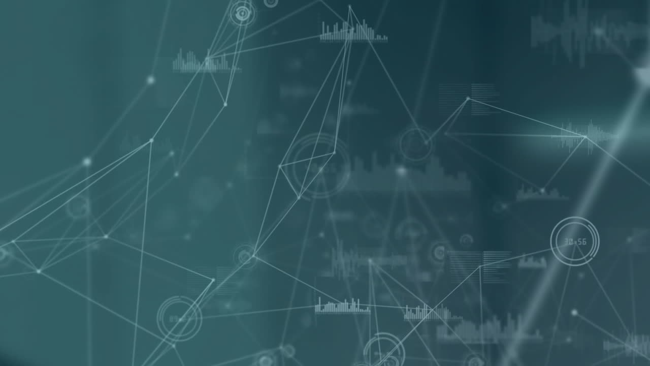 red de conexiones y procesamiento de datos frente a un fondo gris