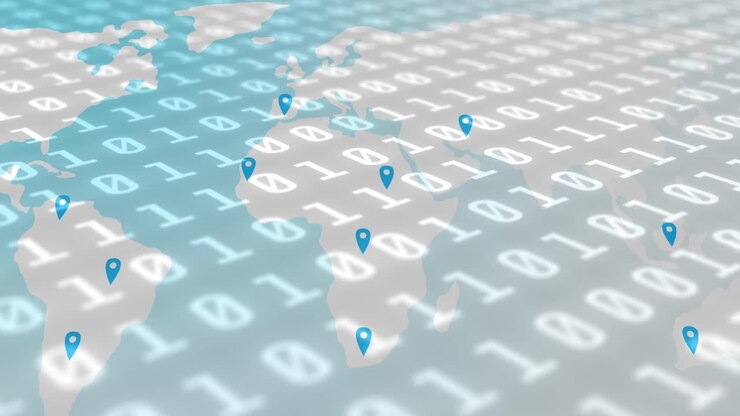 Animation of data processing over world map