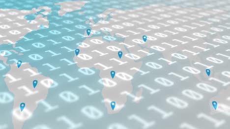 animación del procesamiento de datos sobre el mapa del mundo