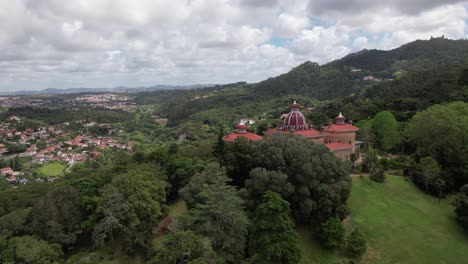 Fly-Above-Palace-of-Montserrat-in-Sintra-Portugal