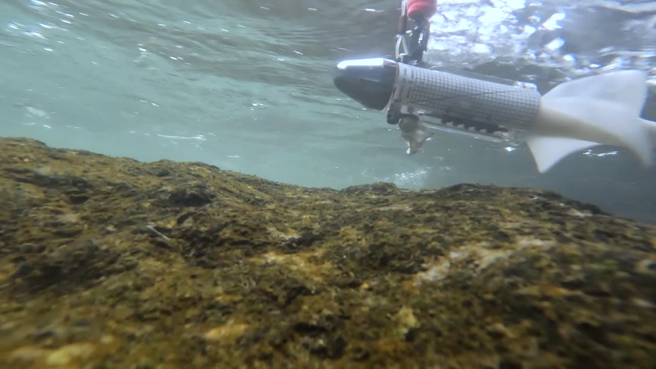 Flow measurement in a Mexican river in the state of Veracruz, with movement of the camera entering the river. 60 frames per second