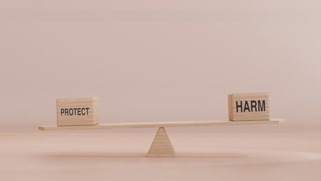 protect and harm balancing on seesaw