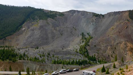 wide view of a mountain that fell from an earthquake.