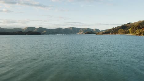 Drohnenaufnahme-Von-Gänsen-In-Der-Bucht-Bei-Sonnenuntergang