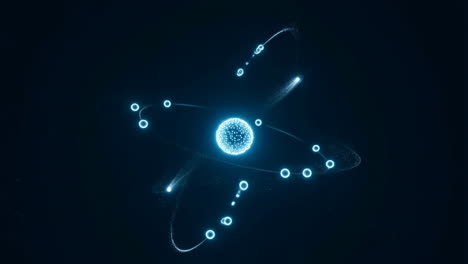 abstract glowing atom model in dark space