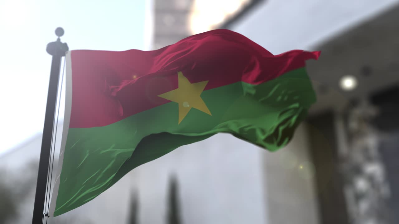 부르키나 파소 국기 (burkina faso flag) - 부르키나는 파소의 국기를 흔들고 있는 나라, 정치 및 뉴스 일러스트레이션.