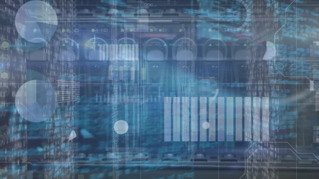 Animation of graphs, charts with financial data processing on digital interface